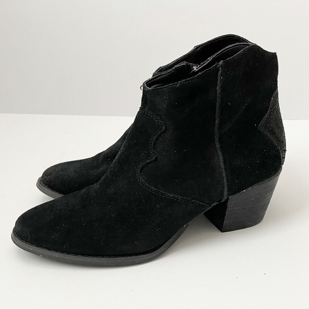 Marc Fisher Stefani Western Black Suede Booties 7.5